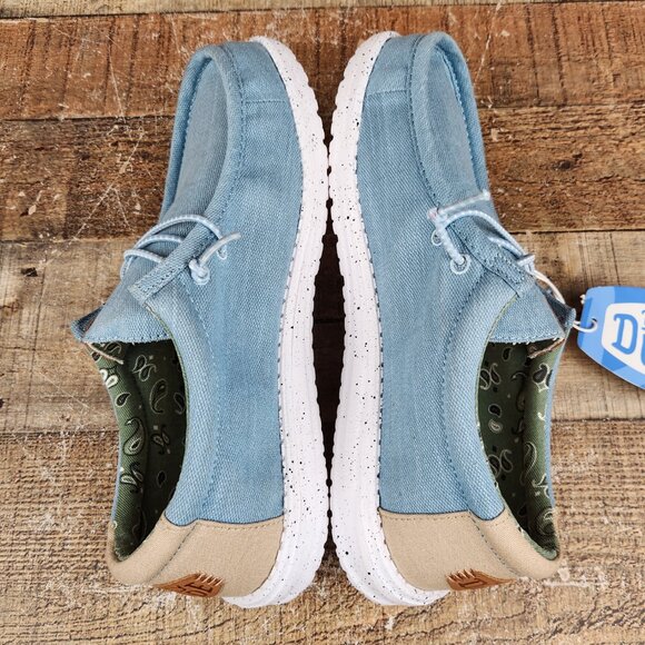 Hey Dude Wally Washed Canvas Women's Sz 9 Blue Slip On Comfort Casual Flat Shoes - Picture 7 of 10